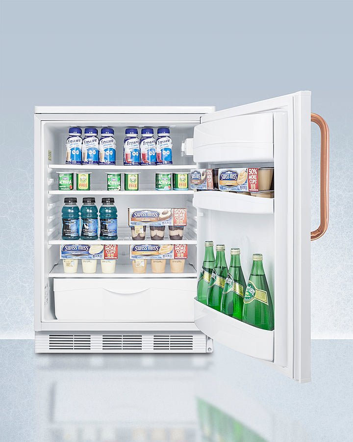 Accucold 24-Inch Wide All Refrigerator with Antimicrobial Pure Copper Handle - Energy Efficient Compact Fridge for Home, Office, Dorm, or Garage (Model FF6LWTBC) - Perfect for Beverages, Snacks, and Food Storage