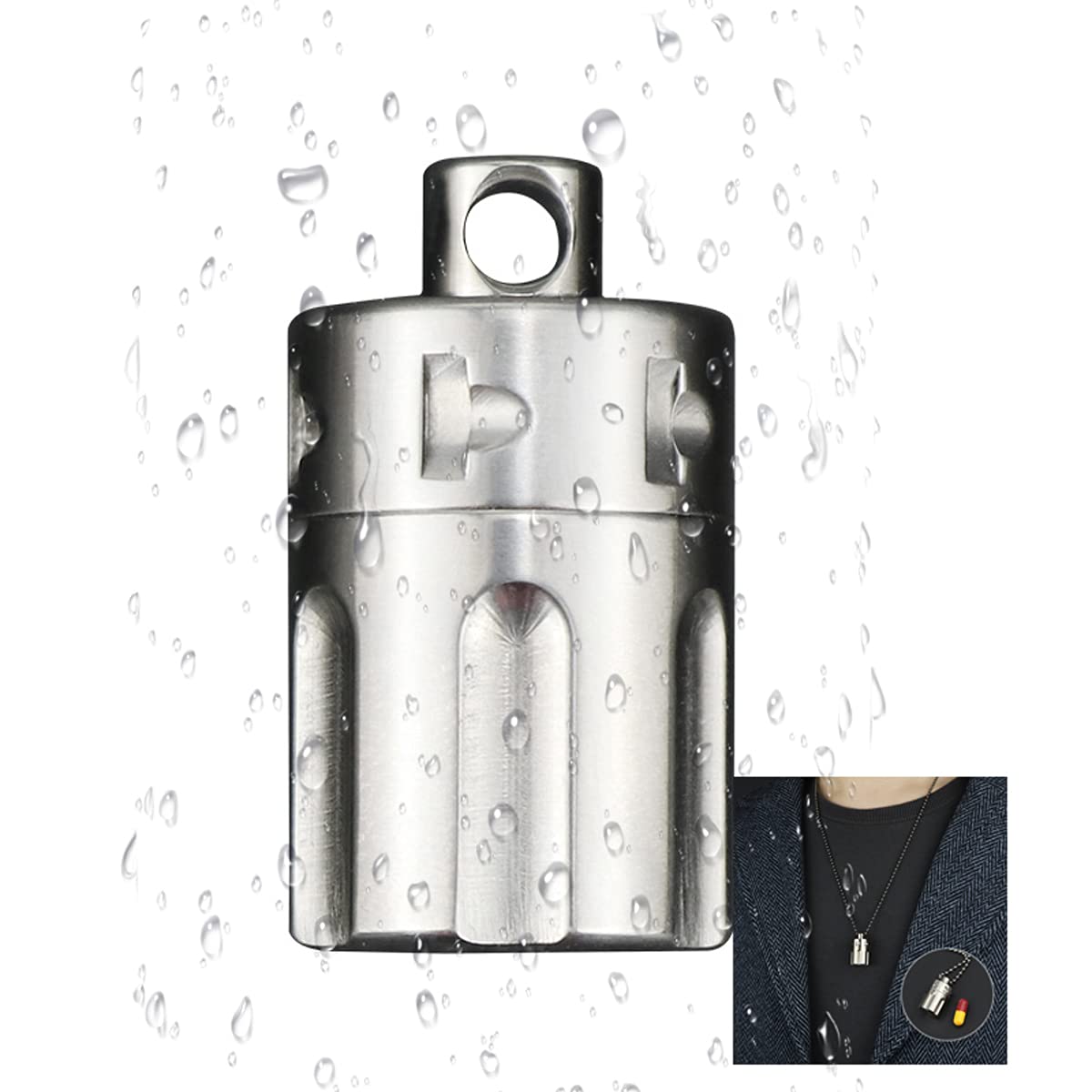 Titanium Pill Fob - Waterproof Pill Holder Necklace & Keychain | Mini Portable Pill Container for EDC, Outdoor, Travel & Daily Use | 25mm Inner Diameter | Perfect for Hiking, Gym & Emergency Medication Storage