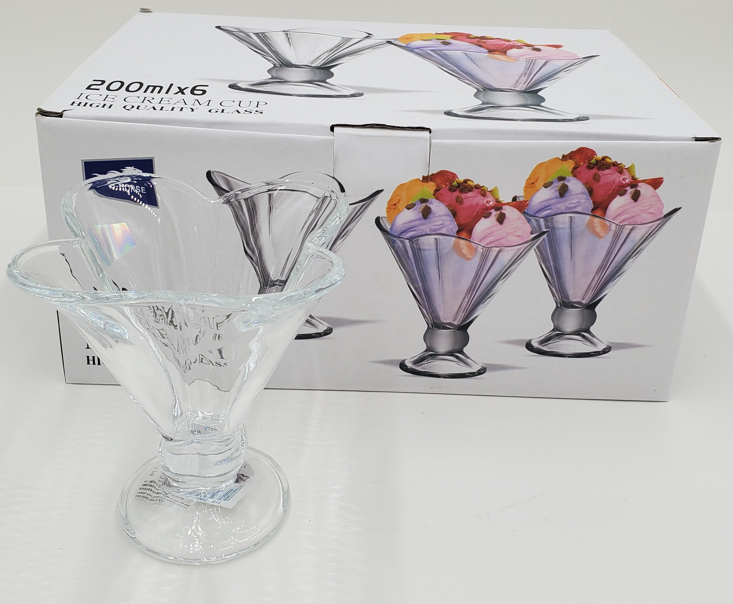 6-Piece Footed Ice Cream Bowls Set - Elegant Glass Dessert Dishes for Sundaes, Parfaits & Fruit - Perfect for Parties, Entertaining & Home Use