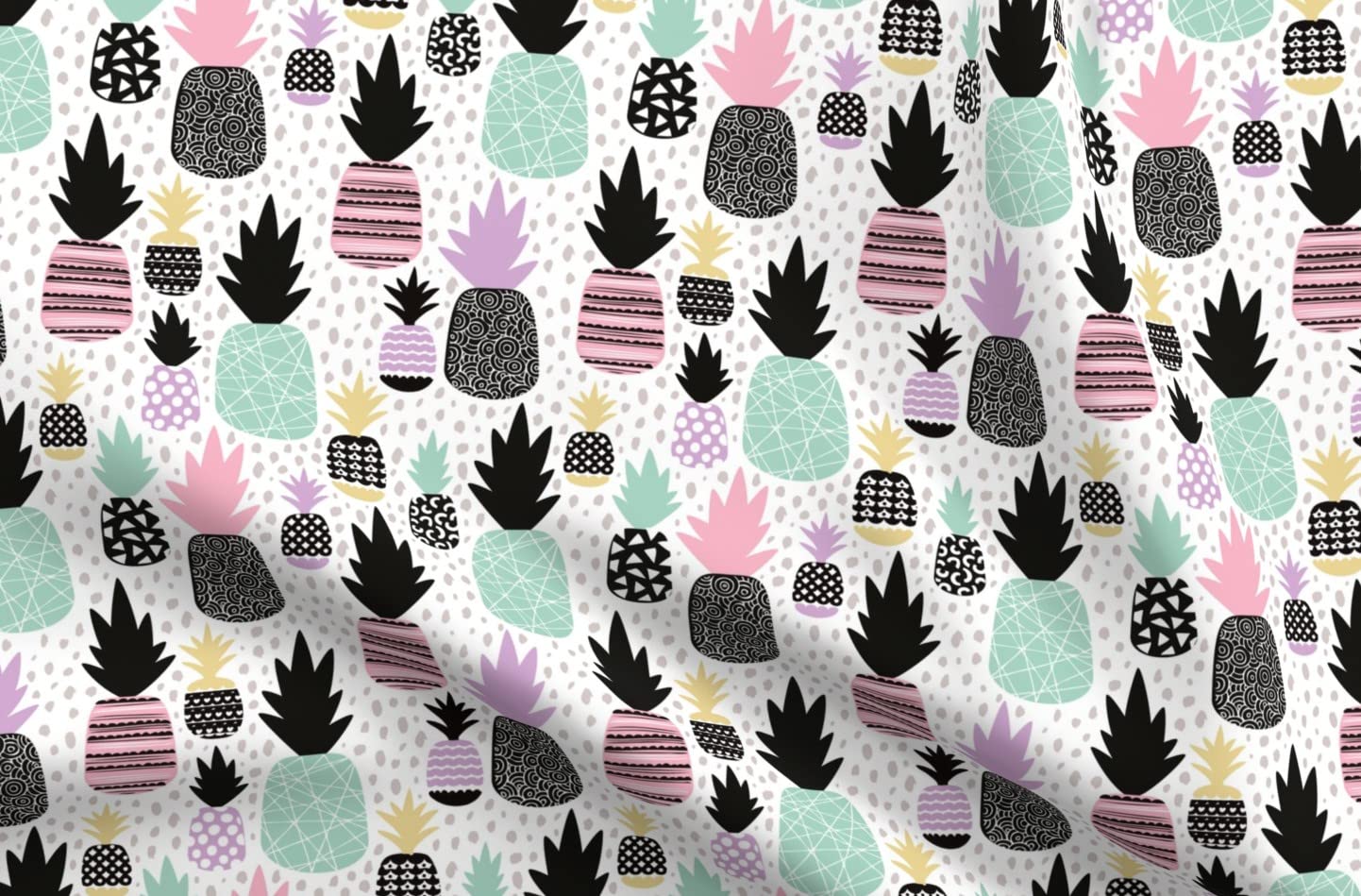 Pastel Tropical Hawaiian Pineapple Printed Minky Fabric - Soft & Cute Kawaii Fruit Design for Baby Blankets, Quilt Backing, Sewing Projects - Perfect for DIY Crafts, Girls' Room Decor & Summer Fashion