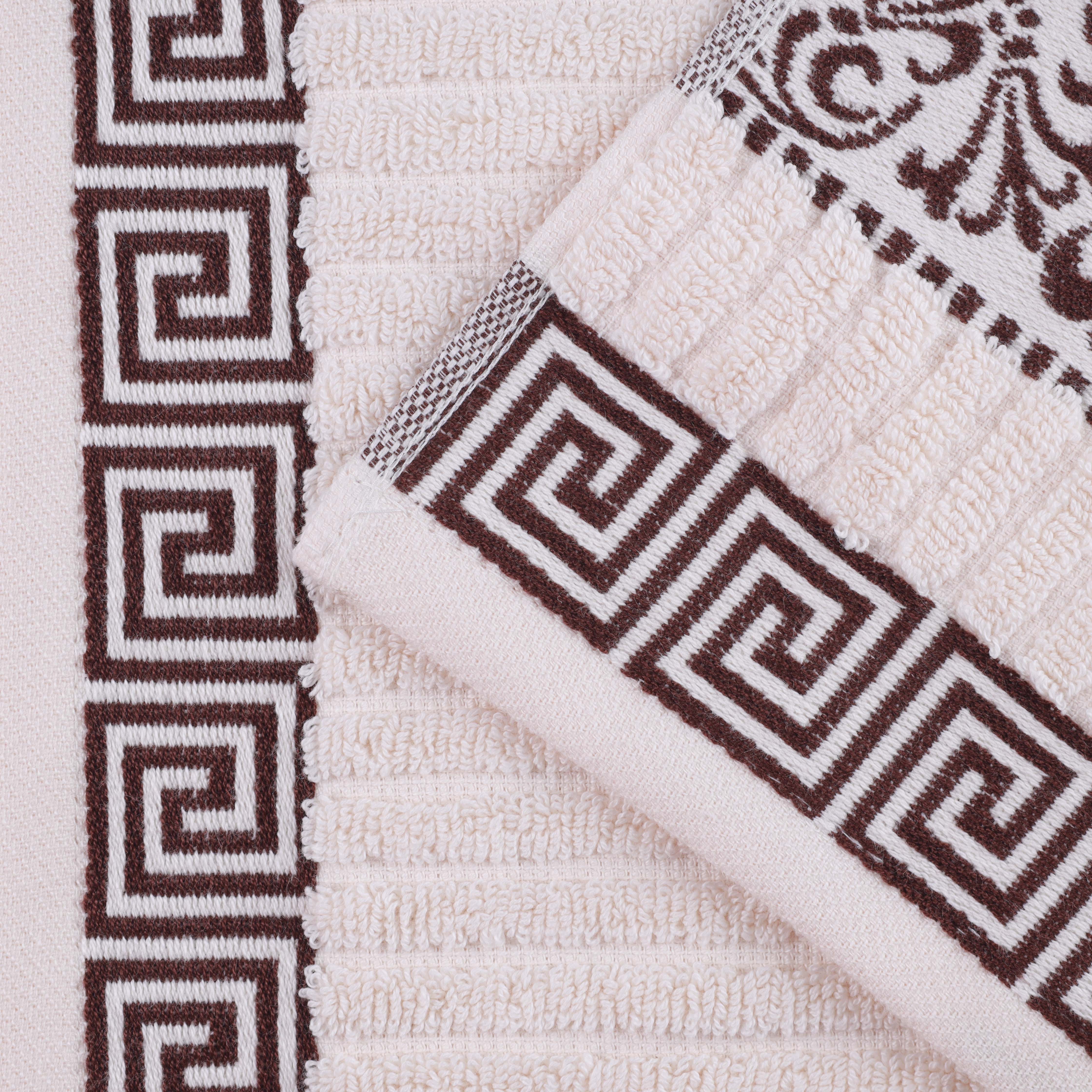 Premium Athens Cotton Greek Scroll & Floral 4-Piece Bath Towel Set - Soft & Absorbent for Spa, Bathroom & Guest Room Decor
