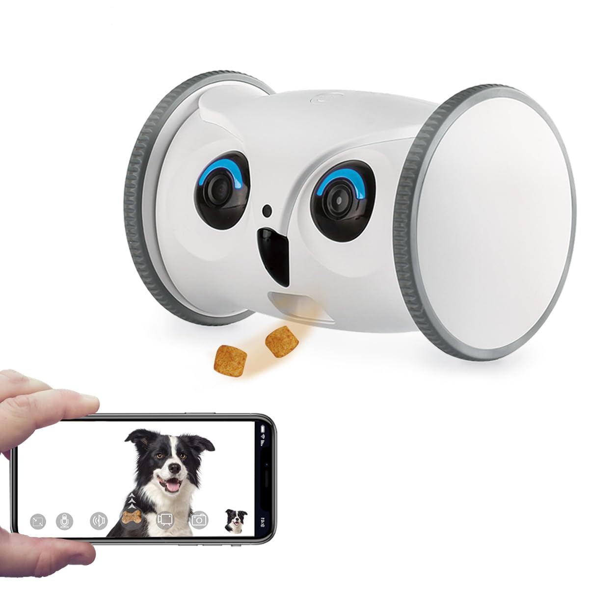 SKYMEE Owl Robot: 1080P Full HD Pet Camera with Treat Dispenser & 2-Way Audio - Interactive Toy for Dogs & Cats - App-Controlled Home Monitoring System - No Monthly Fees - Perfect for Pet Training, Playtime & Remote Home Security