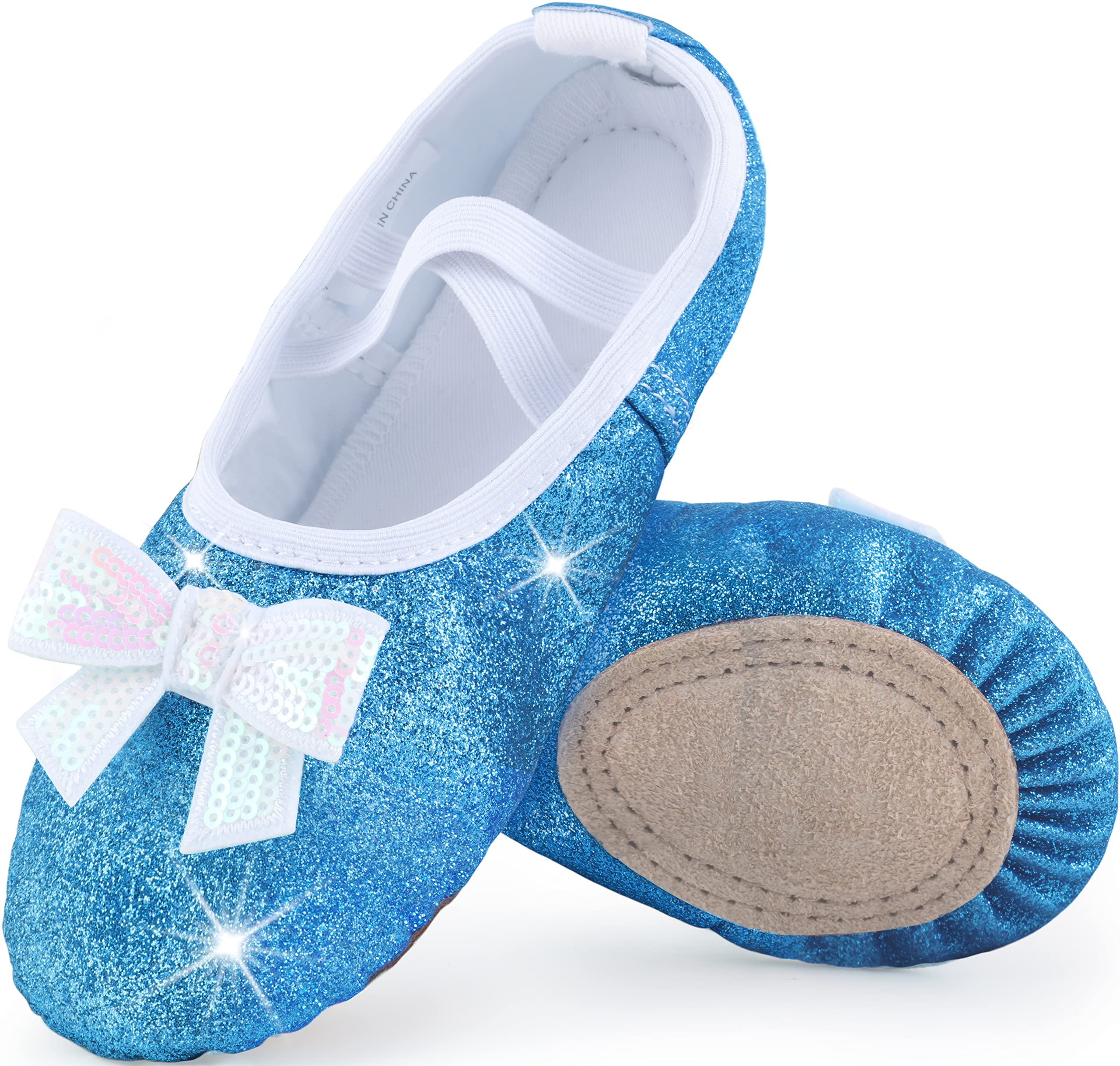 WYHDY Girls Ballet Shoes - Split-Sole Glitter Dance Flats for Toddlers & Kids | Perfect for Ballet Class, Recitals & Dance Performances