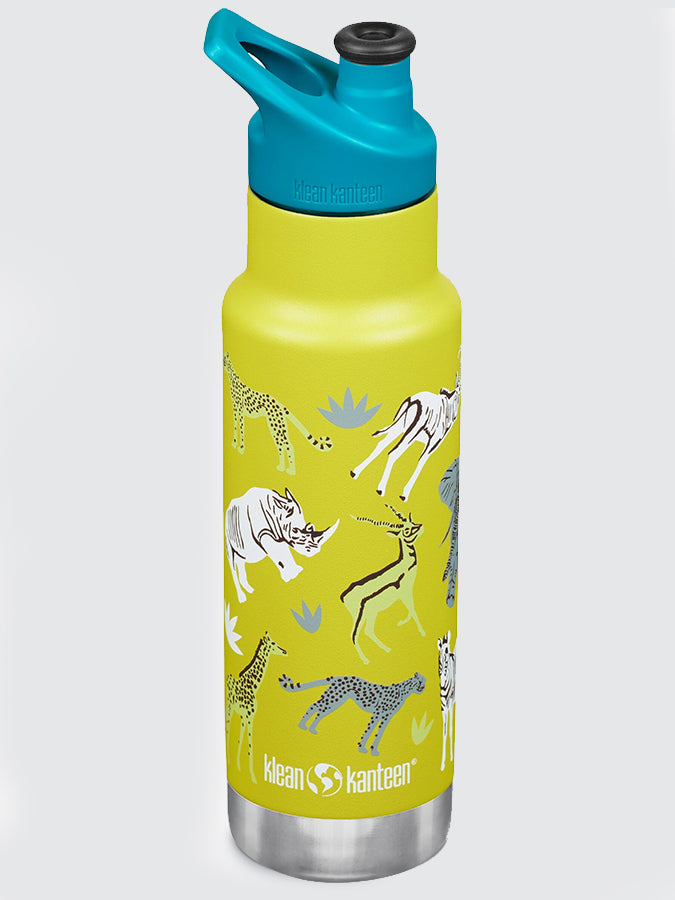 Klean Kanteen Insulated Kids Water Bottle 12oz (355ml) with Classic Sport Cap - Leak Proof Stainless Steel Bottle for School, Sports & Outdoor Activities