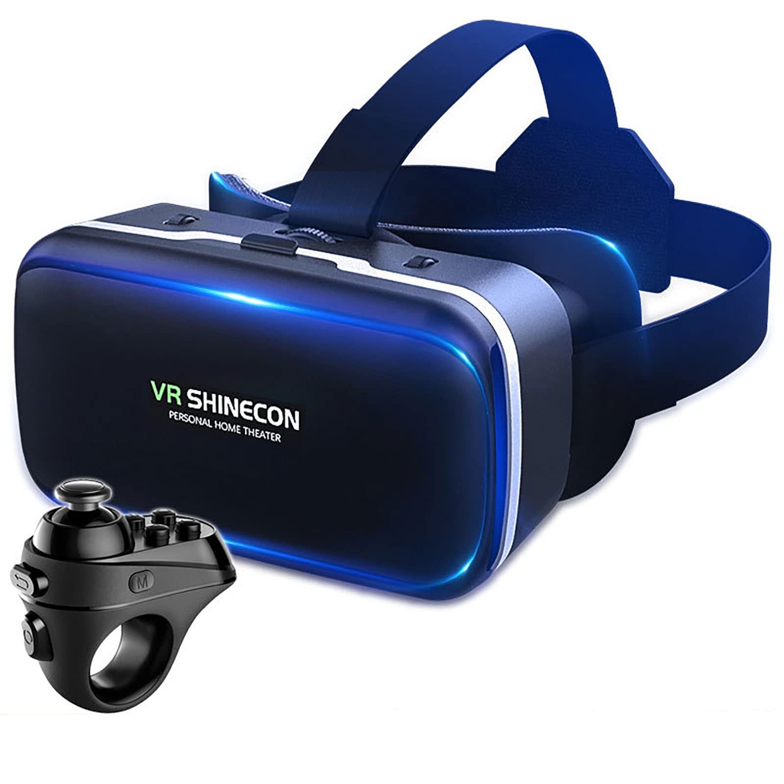 3D VR Glasses with Remote, VR Headset for iPhone & Android Smartphones 4.7-6.6 Inch, Bluetooth Controller & Eye Care System - Black (Model R1) - Perfect for Gaming, Movies & Virtual Reality Experiences