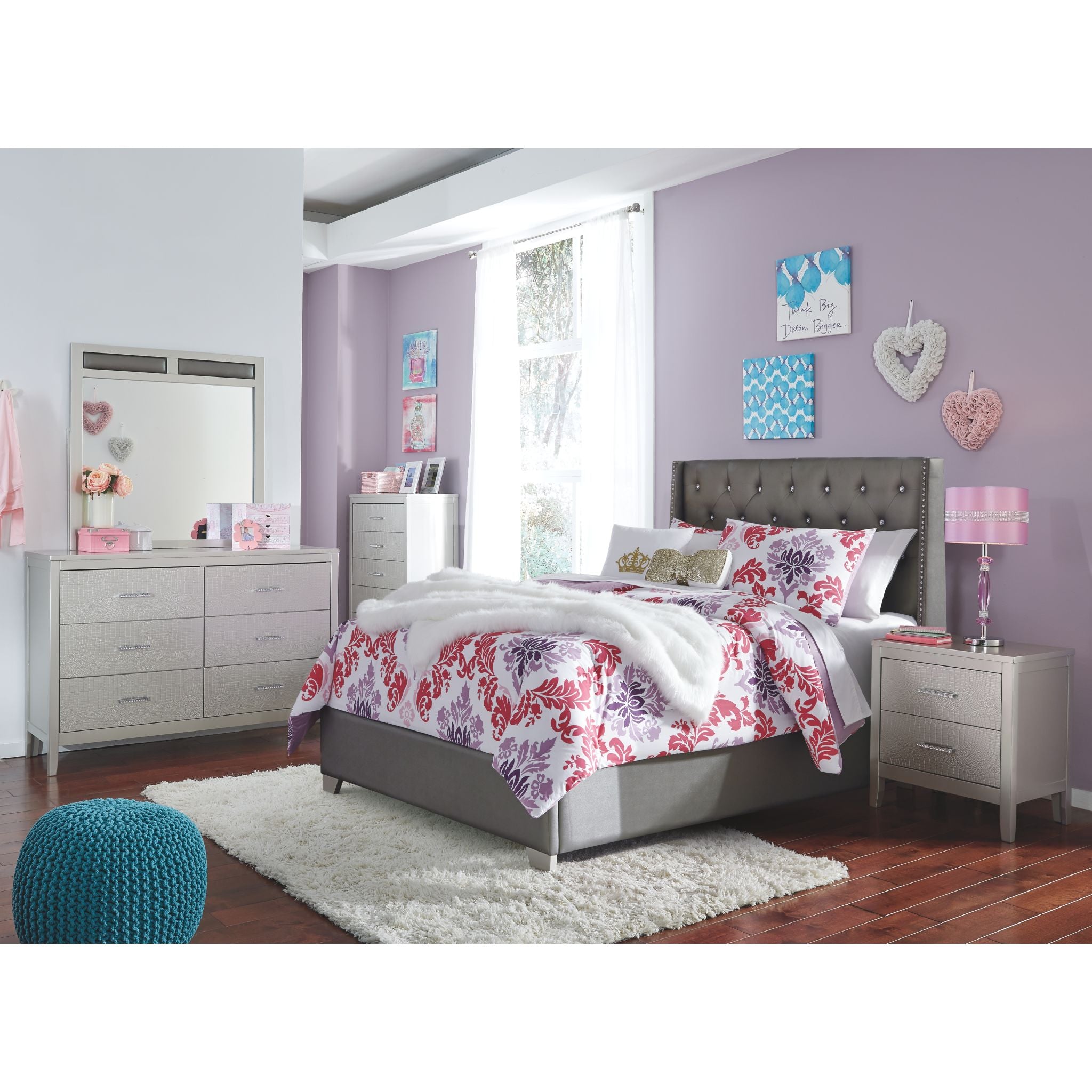 Ashley Coralayne 3-Piece Queen Bedroom Set - Modern Bed Frame with Nightstands - Perfect for Master Bedroom, Guest Room & Apartment Decor