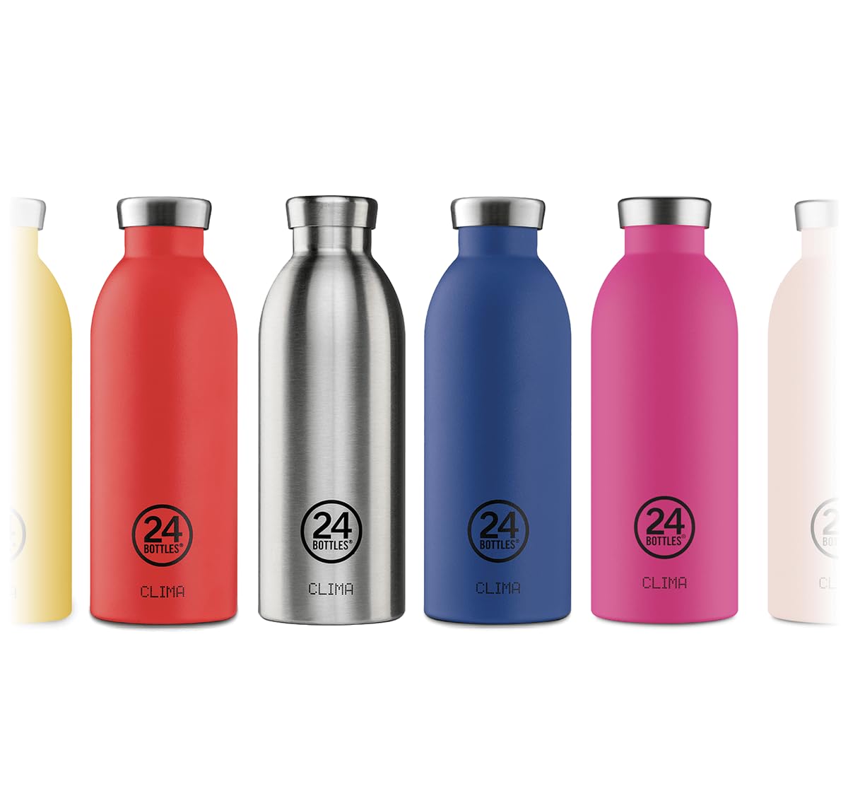 24Bottles Clima Insulated Water Bottle - 330ml/500ml/850ml Stainless Steel Thermos Flask, Double Wall Vacuum Insulation Keeps Drinks Hot/Cold for 24 Hours - Perfect for Hiking, Gym, Office & Travel
