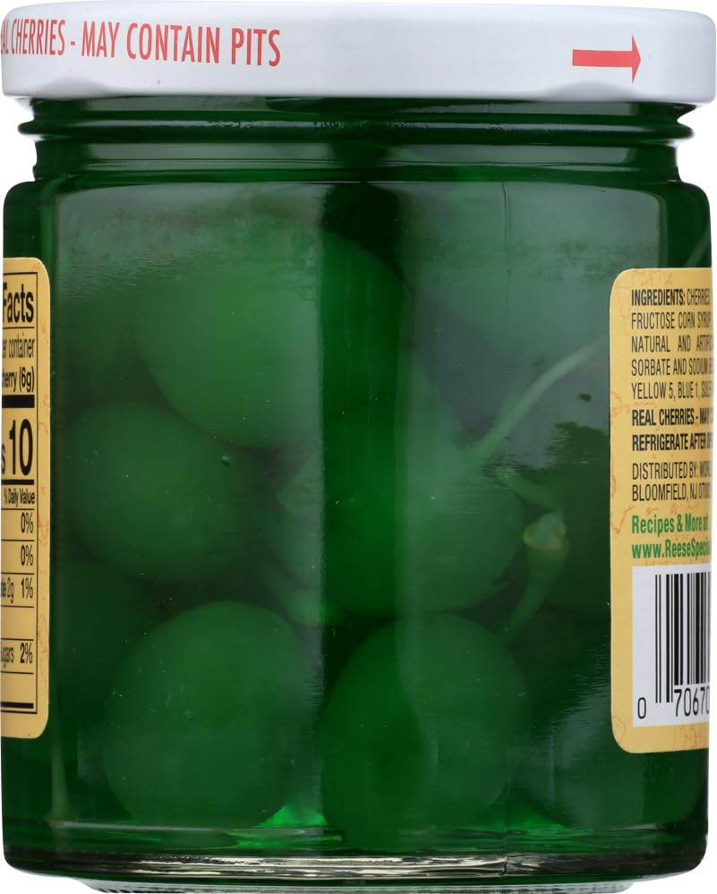 Premium Reese Green Maraschino Cherries - 2 Pack (10 oz Jars) - Perfect for Cocktails, Desserts & Baking Decorations