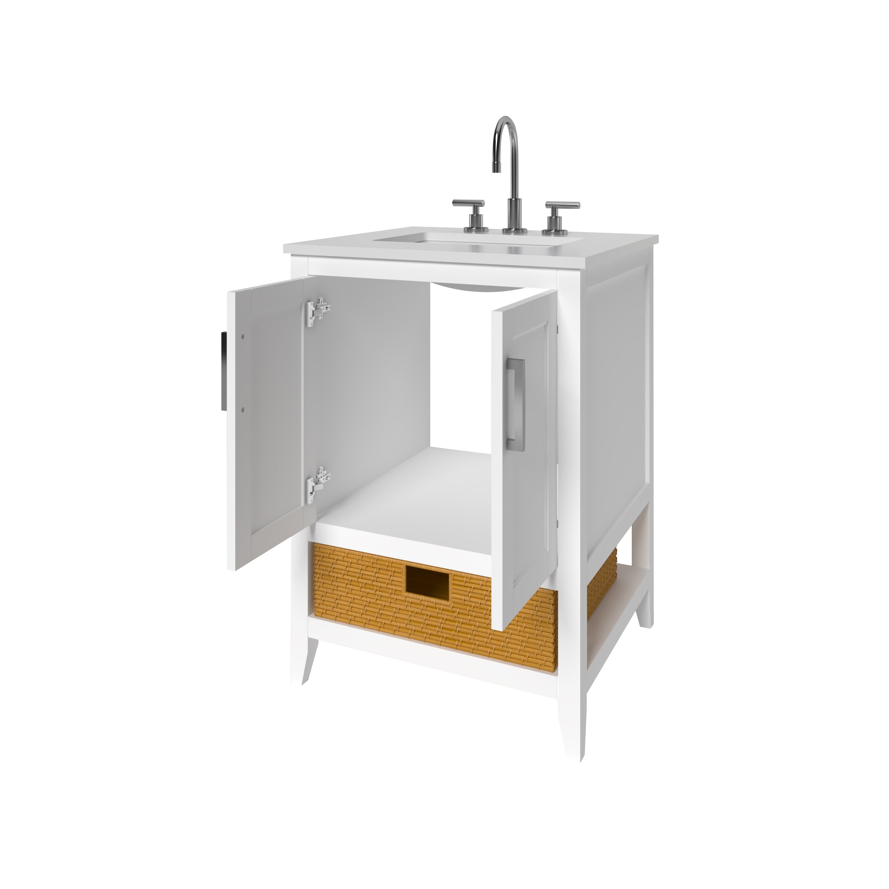 23.5 Inch White Bathroom Vanity Cabinet Only by Nearmé New York - Perfect for Small Bathrooms, Powder Rooms & Modern Home Renovations