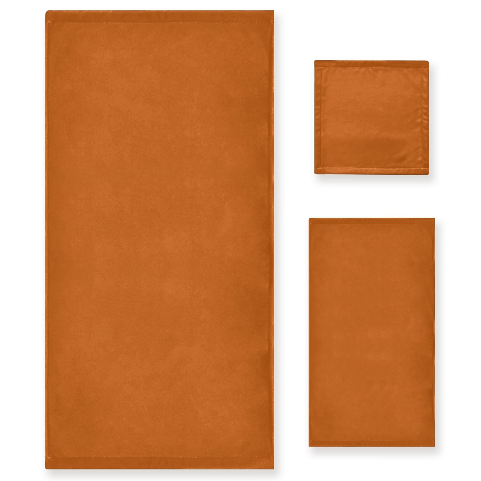 Premium Rust Orange Solid Color Bath Towels Set - Ultra Absorbent & Soft 3-Piece Towel Set for Home, Hotel, Spa & Gym Decor | Quick-Drying & Plush for Everyday Luxury