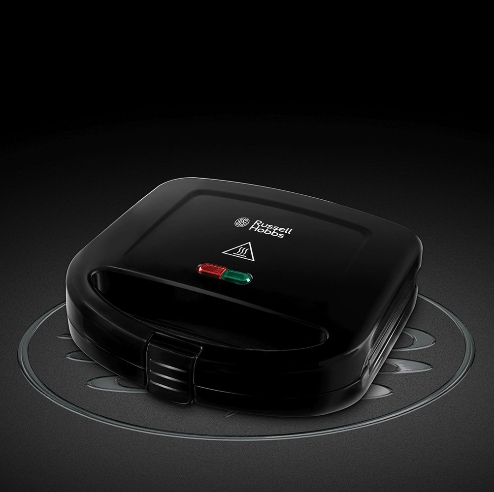 Russell Hobbs 24520-56 2-Slice Sandwich Maker - Black | Non-Stick Surface, Adjustable Temperature | Perfect for Breakfast, Lunch & Quick Snacks at Home or Office