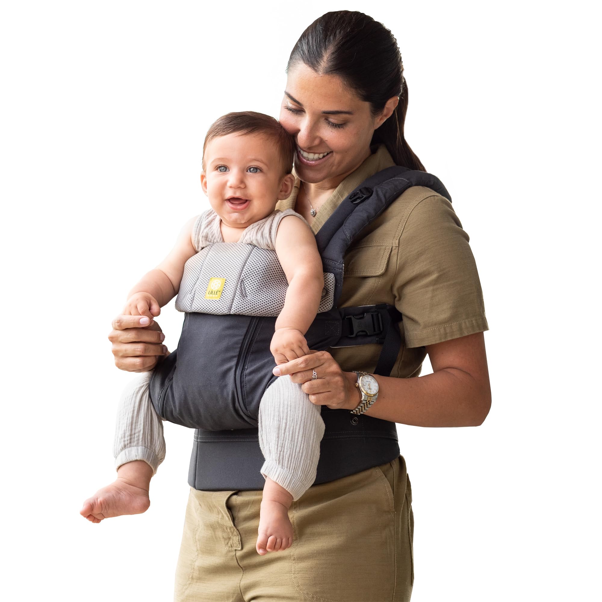 LÍLLÉbaby Complete All Seasons Ergonomic 6-in-1 Baby Carrier for Newborn to Toddler (7-45 lbs) - 360° Adjustable with Lumbar Support - Inward & Outward Facing - Charcoal Silver - Perfect for Hands-Free Parenting, Shopping & Outdoor Adventures
