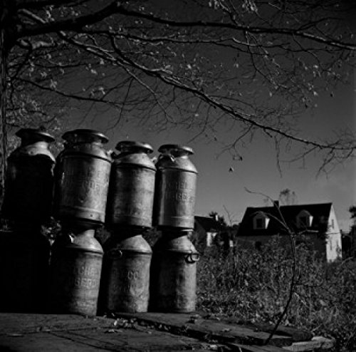 Vintage Milk Cans on Country Roadside - Rustic Farmhouse Wall Art Poster Print (18x24 Inches) - Perfect for Kitchen Decor, Farmhouse Style Homes & Country Themed Offices