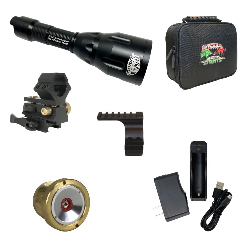 Wicked Lights A55iC Red Night Hunting Light Kit - Coyote, Fox, Bobcat & Hog Hunting Light for Predator Control | Perfect for Night Vision, Varmint Hunting & Wildlife Observation