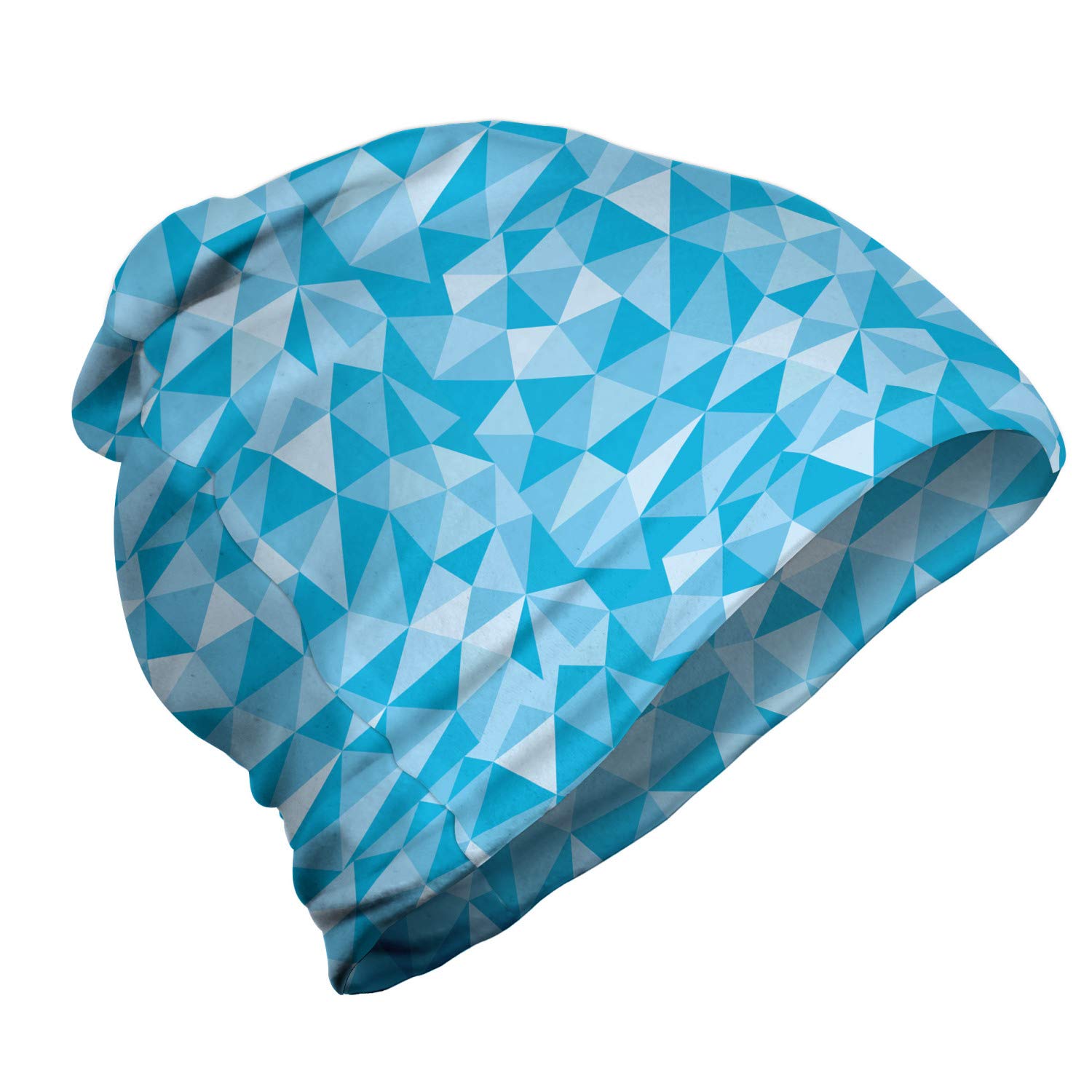 Ambesonne Unisex Beanie - Monochrome Triangle Mosaic Pattern, Warm Winter Knit Hat for Men & Women - Perfect for Hiking, Skiing, and Outdoor Activities