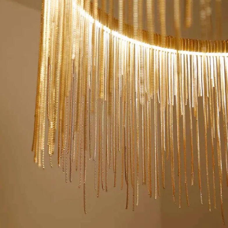 Modern Ring-Shaped Tassel Pendant Light - Elegant Luxury Ceiling Fixture for Dining Room, Bedroom & Living Room Decor