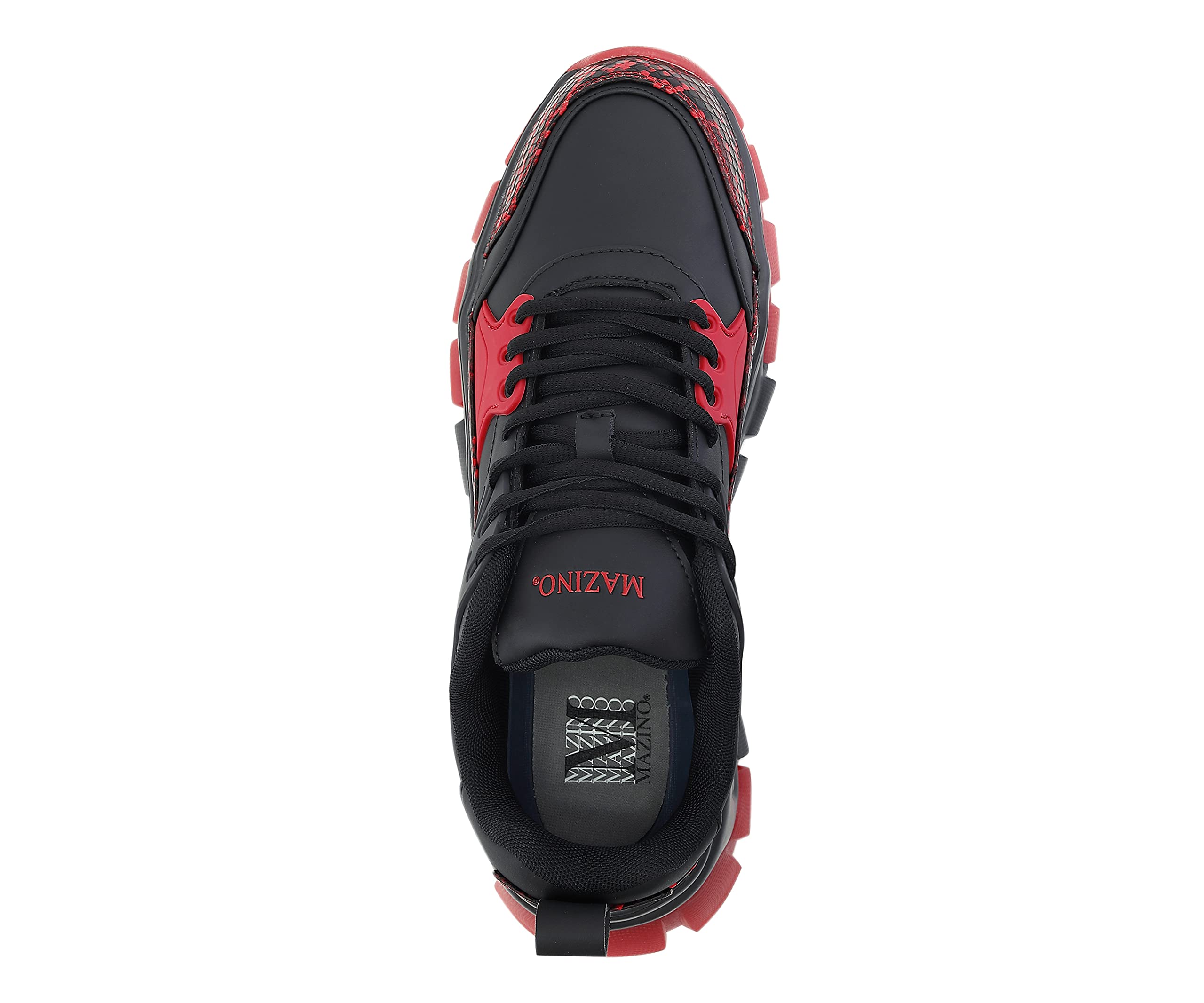 Men's Chunky Sneakers - Mazino Sphene Fashion Athleisure Casual Shoes in Black/Red (Size 10) | Comfortable Streetwear for Walking, Gym & Everyday Wear