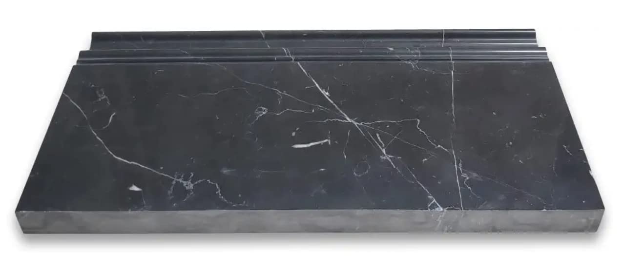 Black Marble Polished Baseboard Trim Liner Tile - 20 Pieces for Home & Office Decoration, Wall Protection, and DIY Projects