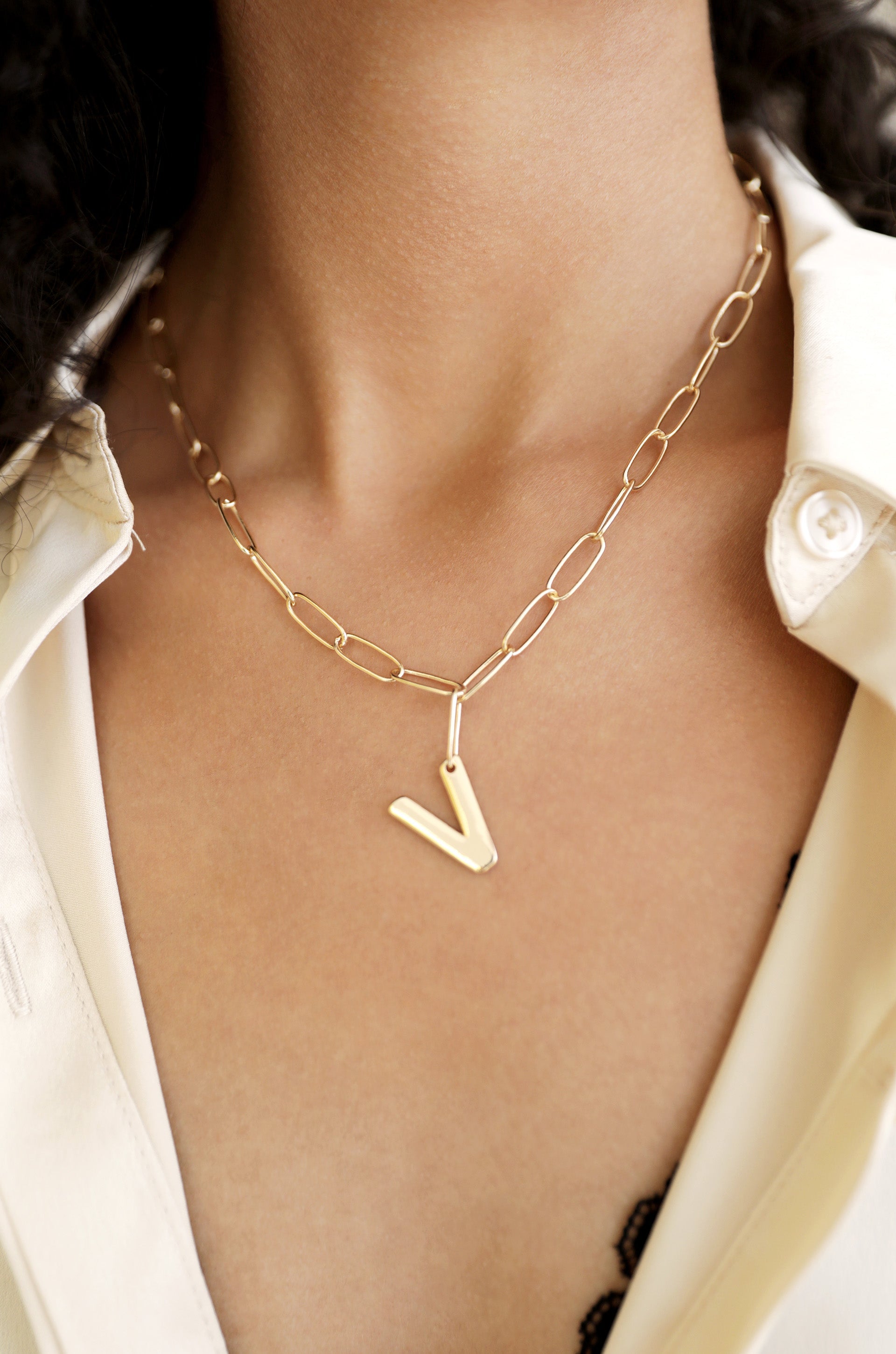 Personalized Initial Necklace with Paperclip Link - Custom Name Letter Jewelry for Women - Perfect Gift for Birthday, Anniversary & Everyday Wear