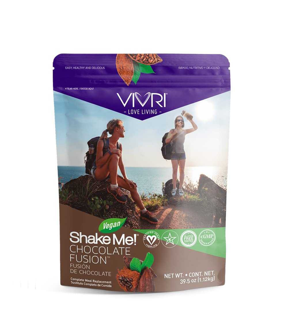 VIVRI Shake ME - Vegan Chocolate Protein Powder Meal Replacement Shake | 20 Servings | High in Fiber, Vitamins & Minerals | Easy Mix with Water | Perfect for Post-Workout Recovery & Healthy Weight Management