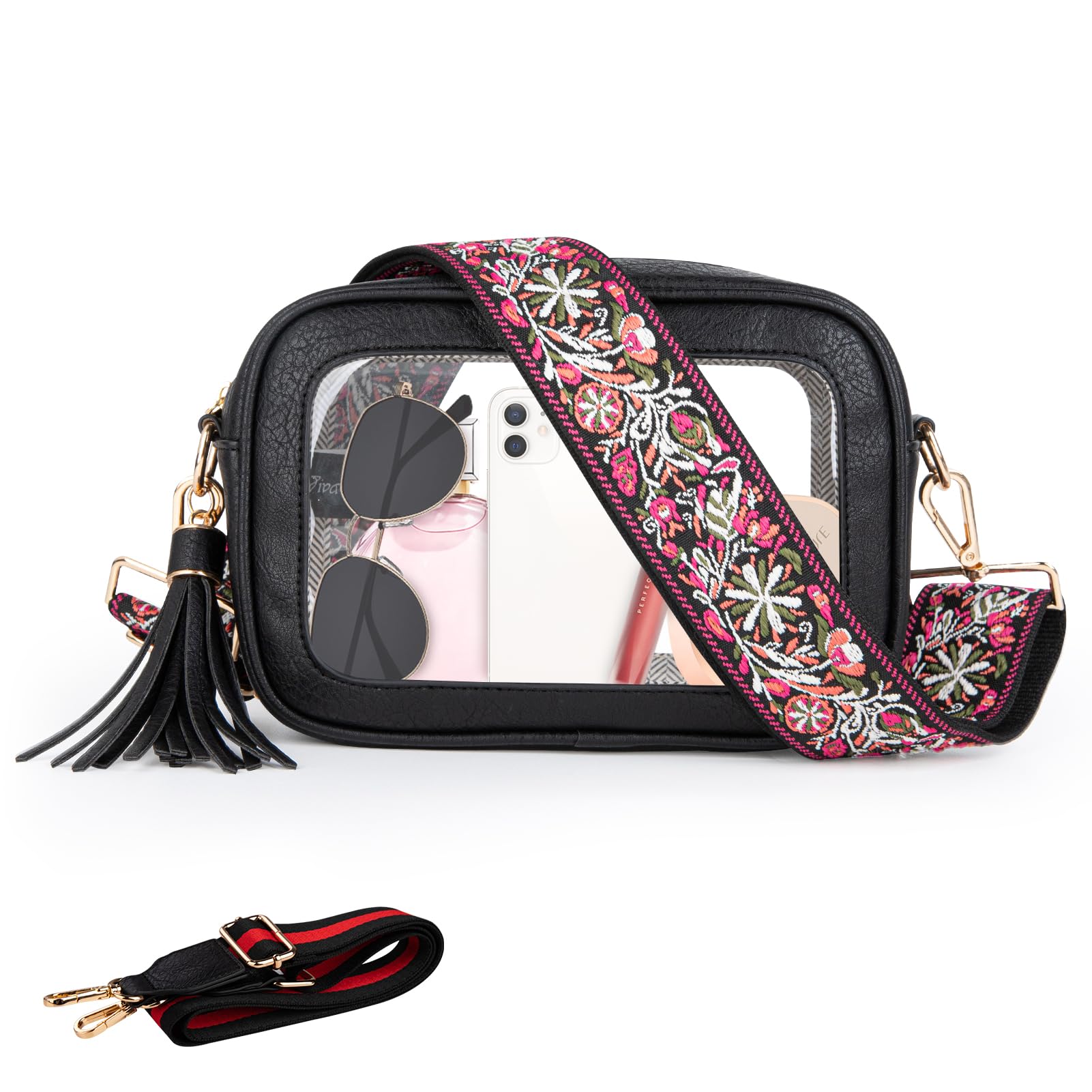 Viva Terry Clear Crossbody Bag with 2 Adjustable Straps - Stadium Approved Transparent Purse for Concerts, Sports Events & Festivals - Perfect Gift for Women - Ideal for Music Festivals, NFL Games and Theme Parks