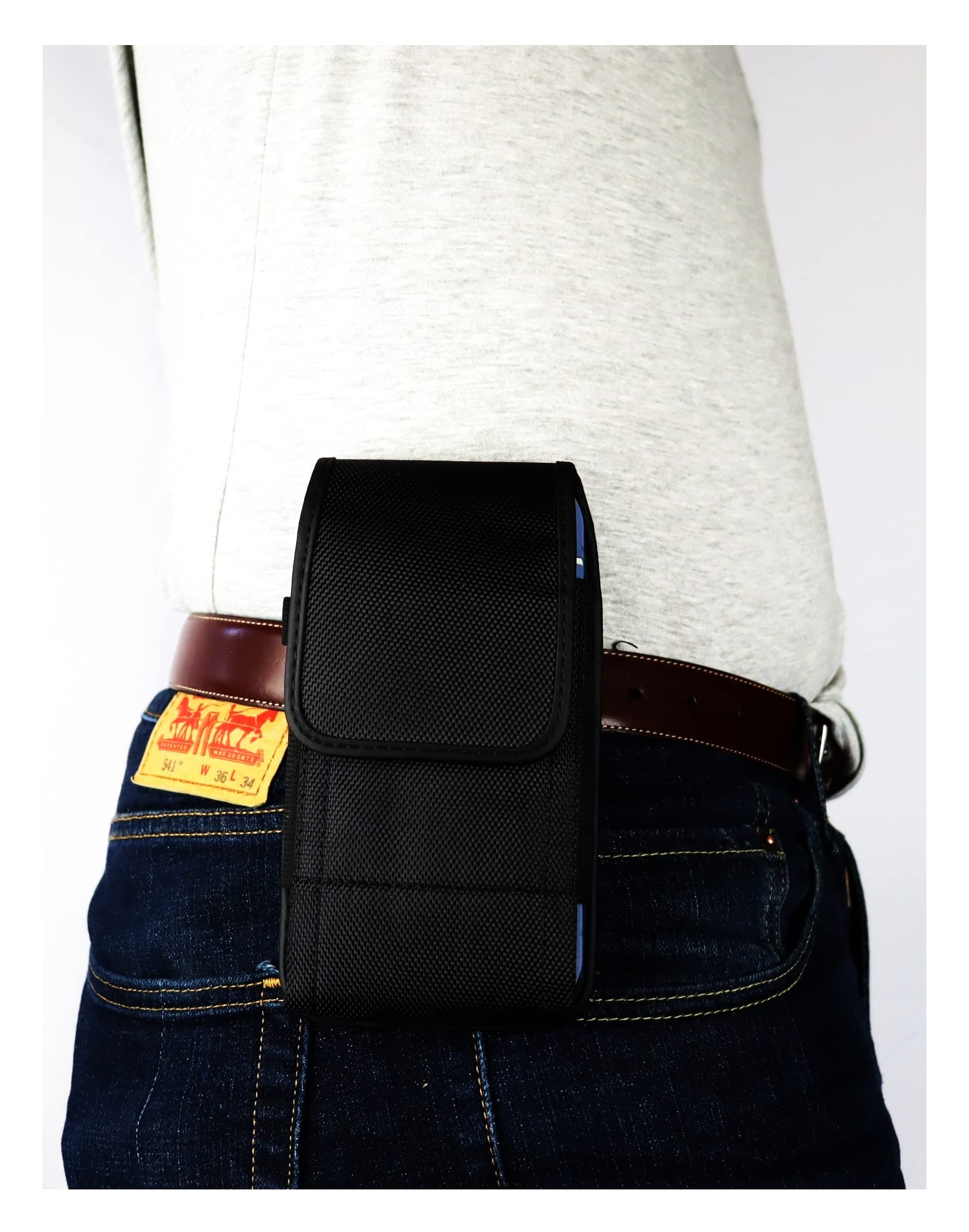 Durable Nylon Phone Holster Pouch for iPhone 16 Pro Max/15/14/13/12/11 Pro Max & 16/15 Plus - Belt Clip Holder Case Compatible with Otterbox Defender/Commuter - Perfect for Outdoor Activities, Work & Travel