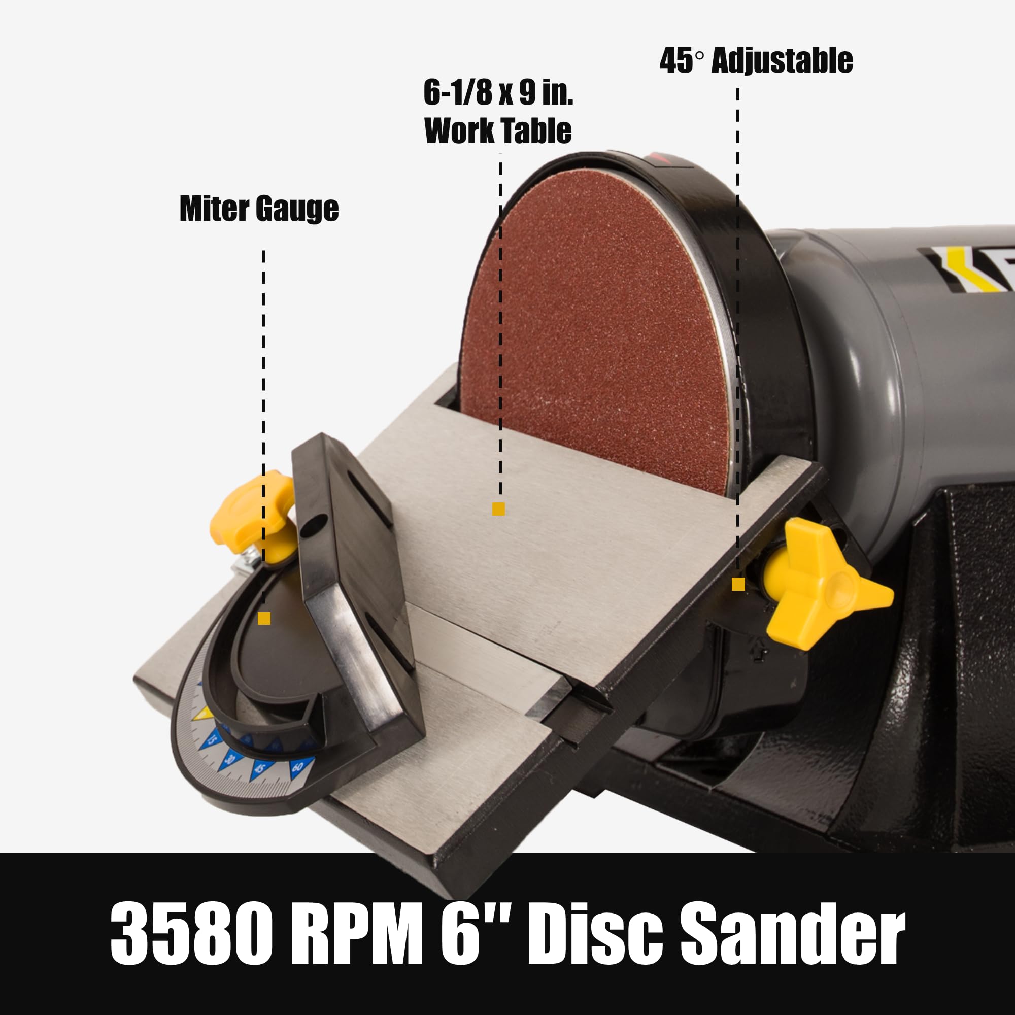 2x42 Inch Belt Sander & 6 Inch Disc Sander Combo - 3.5 Amp Bench Belt Sander for Woodworking, Metalworking & Knife Making - 1/2HP Power Tool for Sharpening & Sanding - Perfect for DIY Projects, Home Workshops & Professional Use