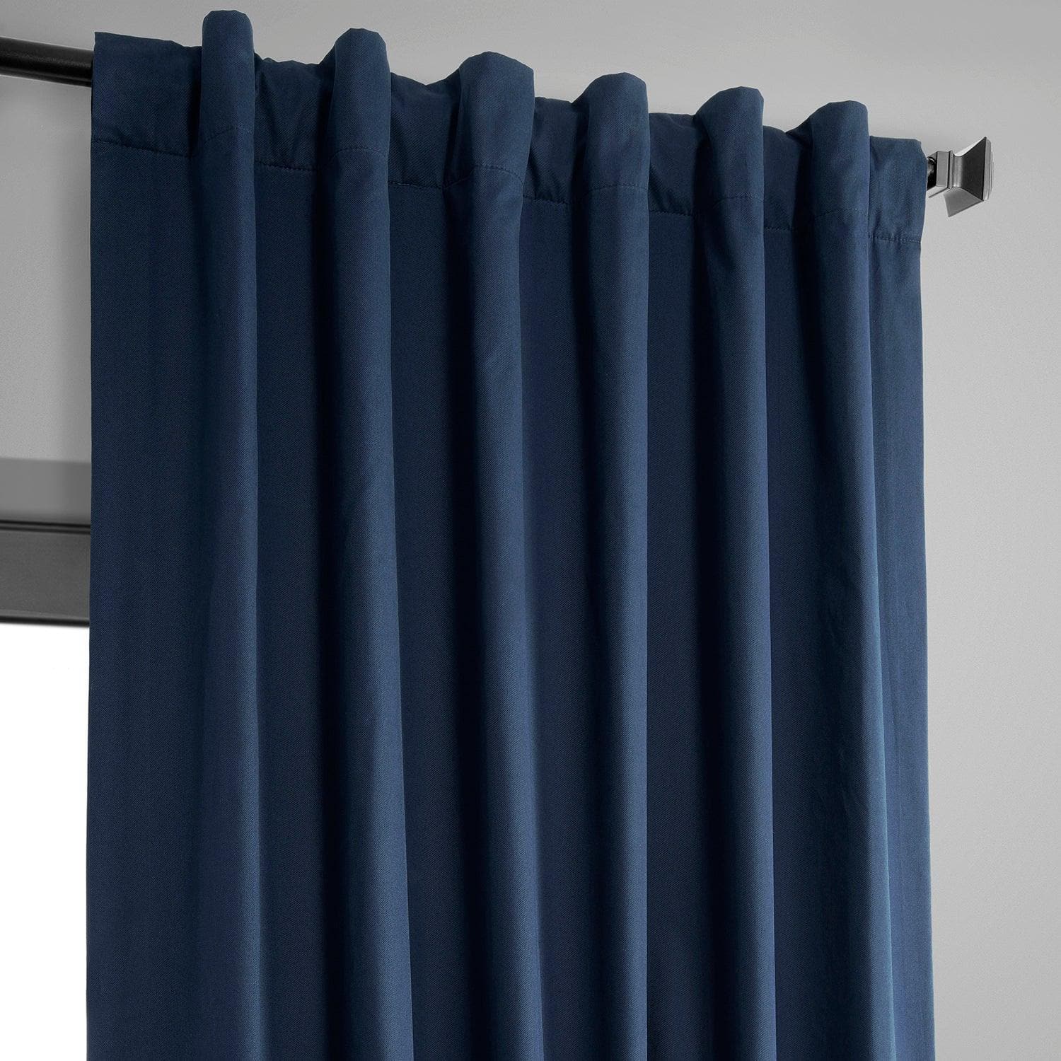 Premium Dark Blue Solid Cotton Blackout Curtains for Hotels & Home - Thermal Insulated Noise Reducing Window Drapes for Bedroom, Living Room & Office