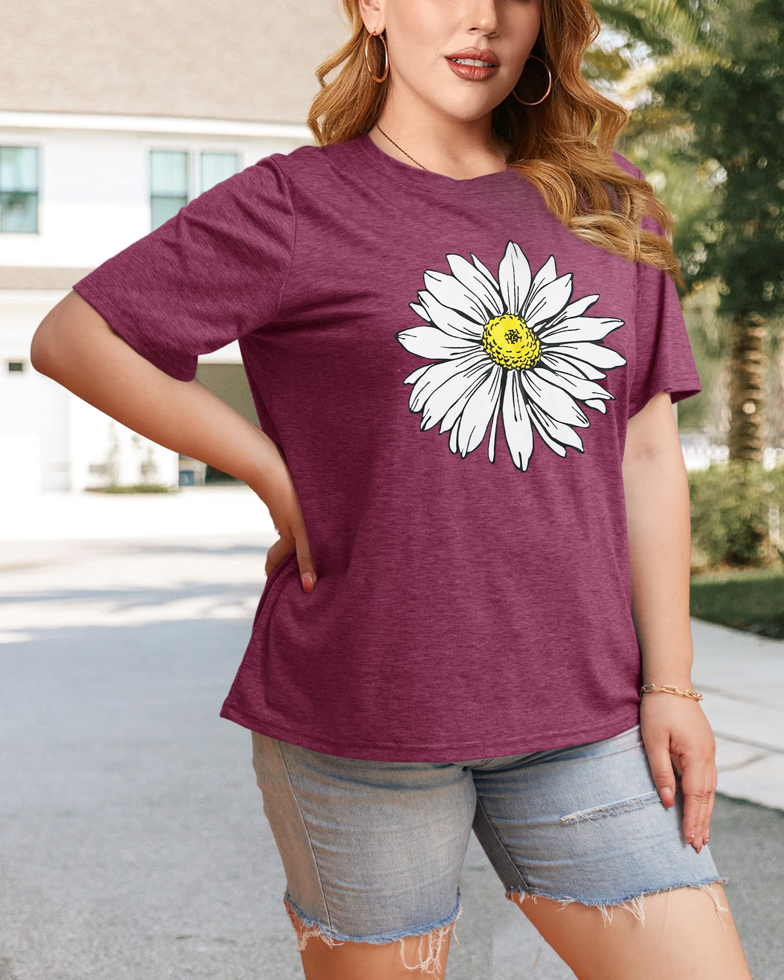 HDLTE Women's Plus Size Casual Short Sleeve Graphic Tee Shirts - Oversized Comfortable Tops for Everyday Wear, Street Style & Summer Outfits