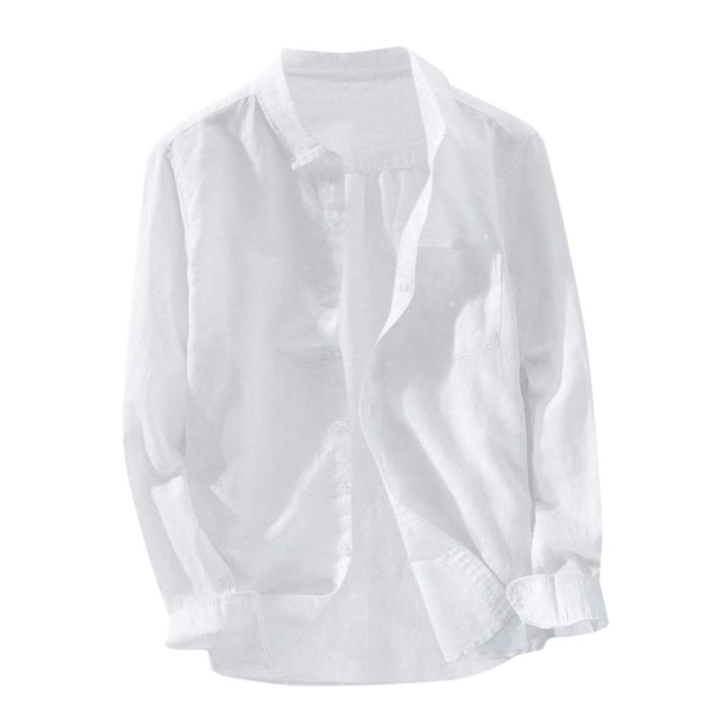 VEKDONE Men's Long Sleeve Linen Shirt - Casual Button Up Loose Fit Top for Summer & Fall | Beach Wear, Outdoor Activities & Relaxation