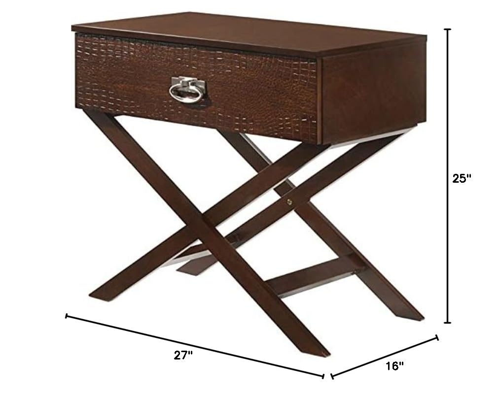 Glory Furniture Xavier Solid Wood 1-Drawer Nightstand in Cappuccino - Bedside Table for Bedroom, Living Room & Office - Compact Storage Solution with Elegant Finish