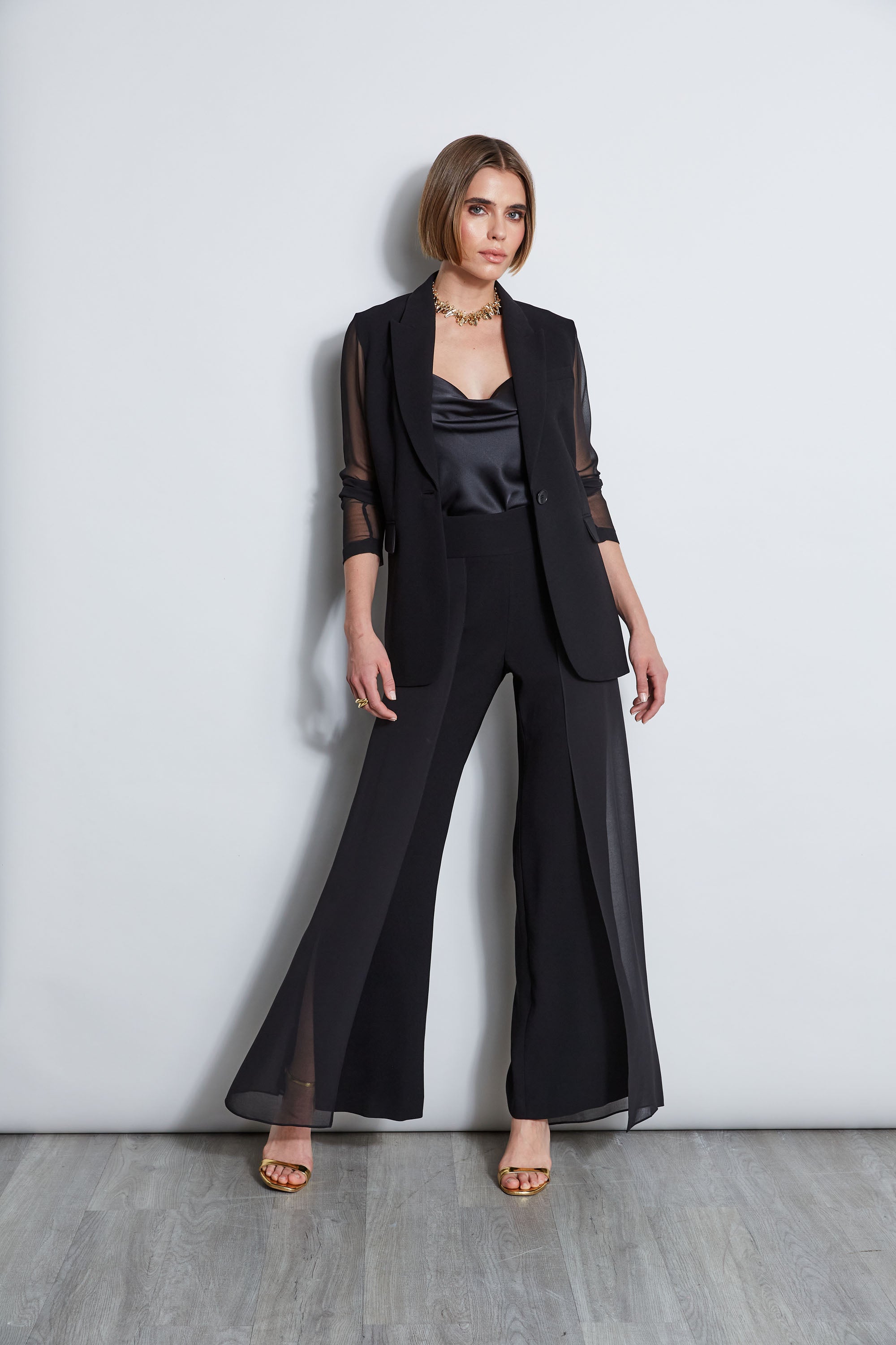 Elegant Chiffon Combo Crepe Blazer for Women - Lightweight Office Jacket & Formal Wear - Perfect for Business Meetings, Weddings, and Professional Events