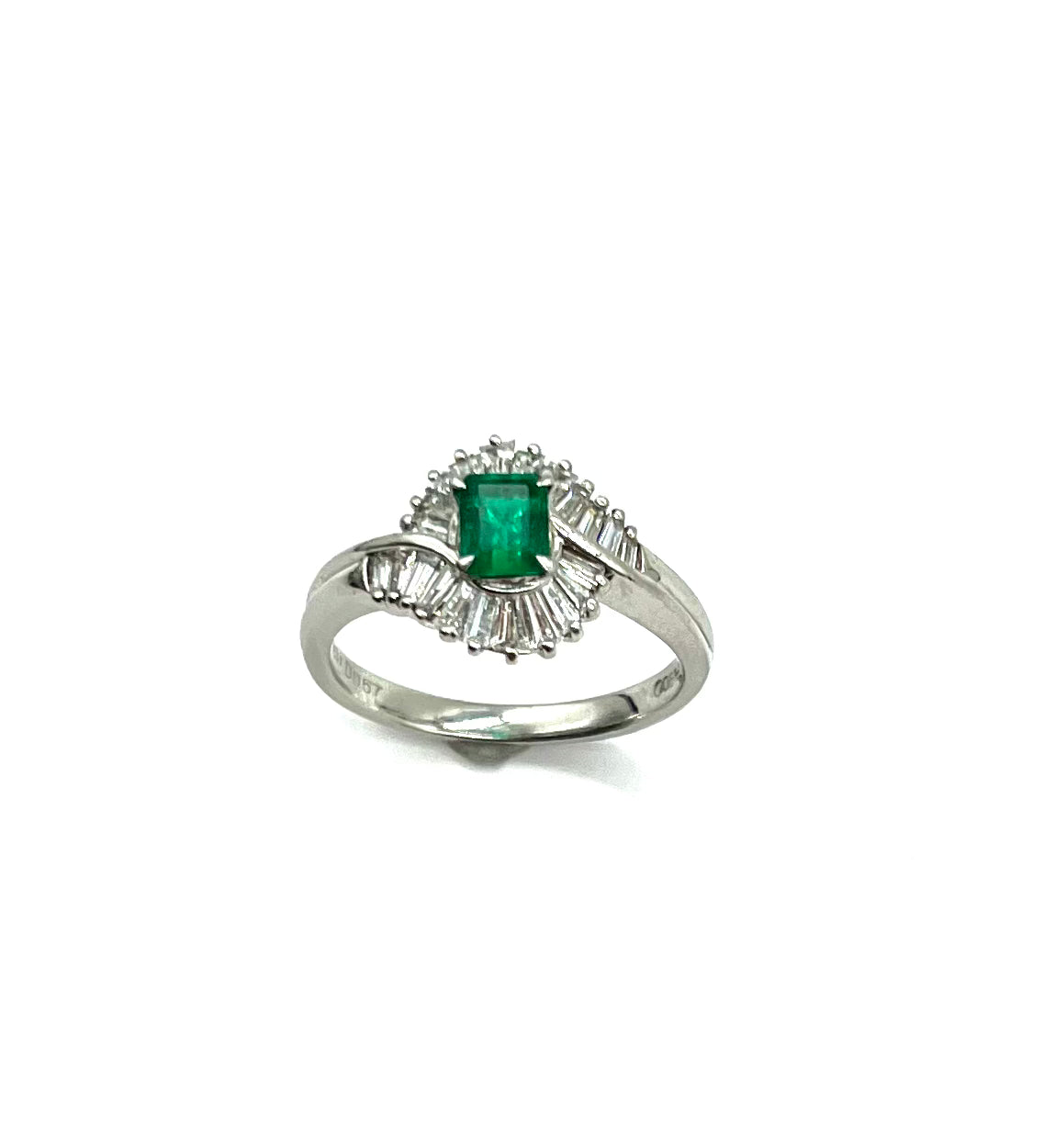 Exquisite Platinum Emerald and Diamond Ring for Women - Elegant Jewelry Gift for Engagement, Anniversary & Special Occasions