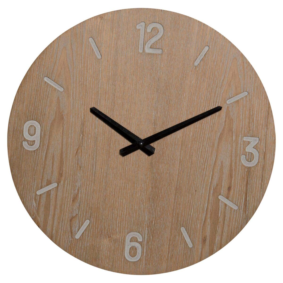 Vintage Round Wooden Wall Clock - 16.5 Inch Mid Century Modern Style with White Numbers | Perfect for Living Room, Bedroom, Office & Home Decor