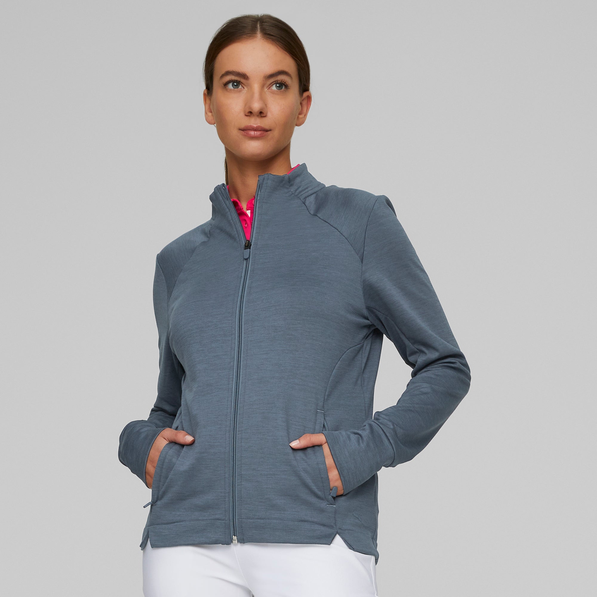 Women's CLOUDSPUN Heather Full Zip Golf Jacket - Lightweight Waterproof Windbreaker for Golfing, Running & Outdoor Activities