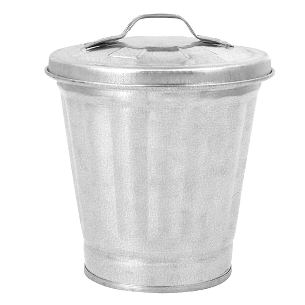 Jojofuny Mini Desktop Trash Can - Small Iron Wastebasket with Pencil Holder, Perfect for Home, Office & Kitchen - Silver (Ideal for Desks, Countertops & Workspaces)