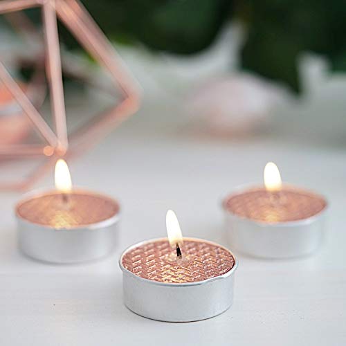 BalsaCircle 9 Metallic Rose Gold Unscented Tealight Candles - Elegant Wedding Reception Party Centerpieces, Romantic Dinner Decorations, Home Decor Supplies for Special Occasions