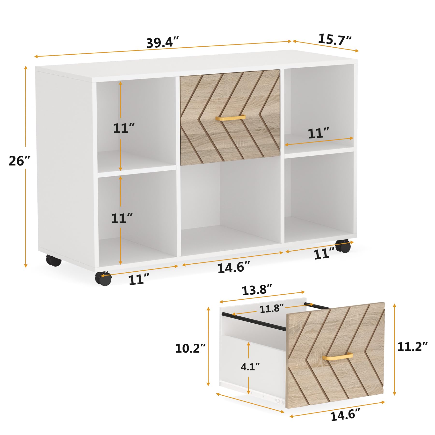 Tribesigns 2-Drawer File Cabinet - Large Mobile Lateral Filing Cabinet for Letter Size Documents | Printer Stand with Storage Shelves & Rolling Wheels | Perfect for Home Office Organization (White)