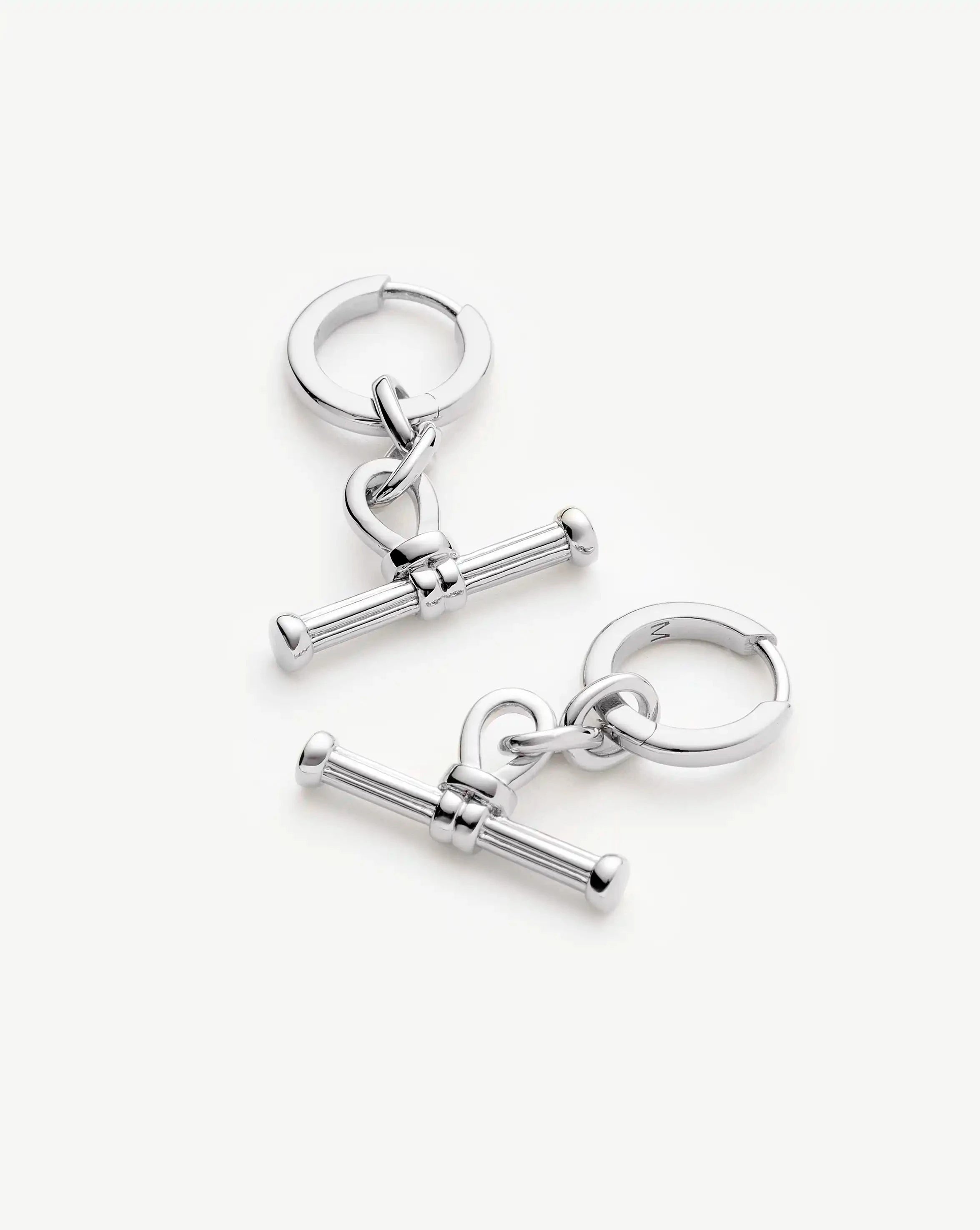 Ridge T Bar Drop Huggie Earrings - Silver Plated Hoop Earrings for Women | Perfect for Everyday Wear, Parties & Special Occasions