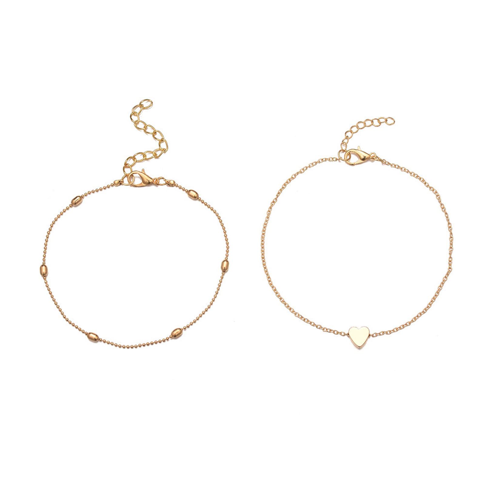 Double Layer Adjustable Ankle Bracelet for Women & Girls - Stylish Chain Anklet Jewelry for Beach, Summer & Casual Wear - Gold One Size - Perfect Gift for Her