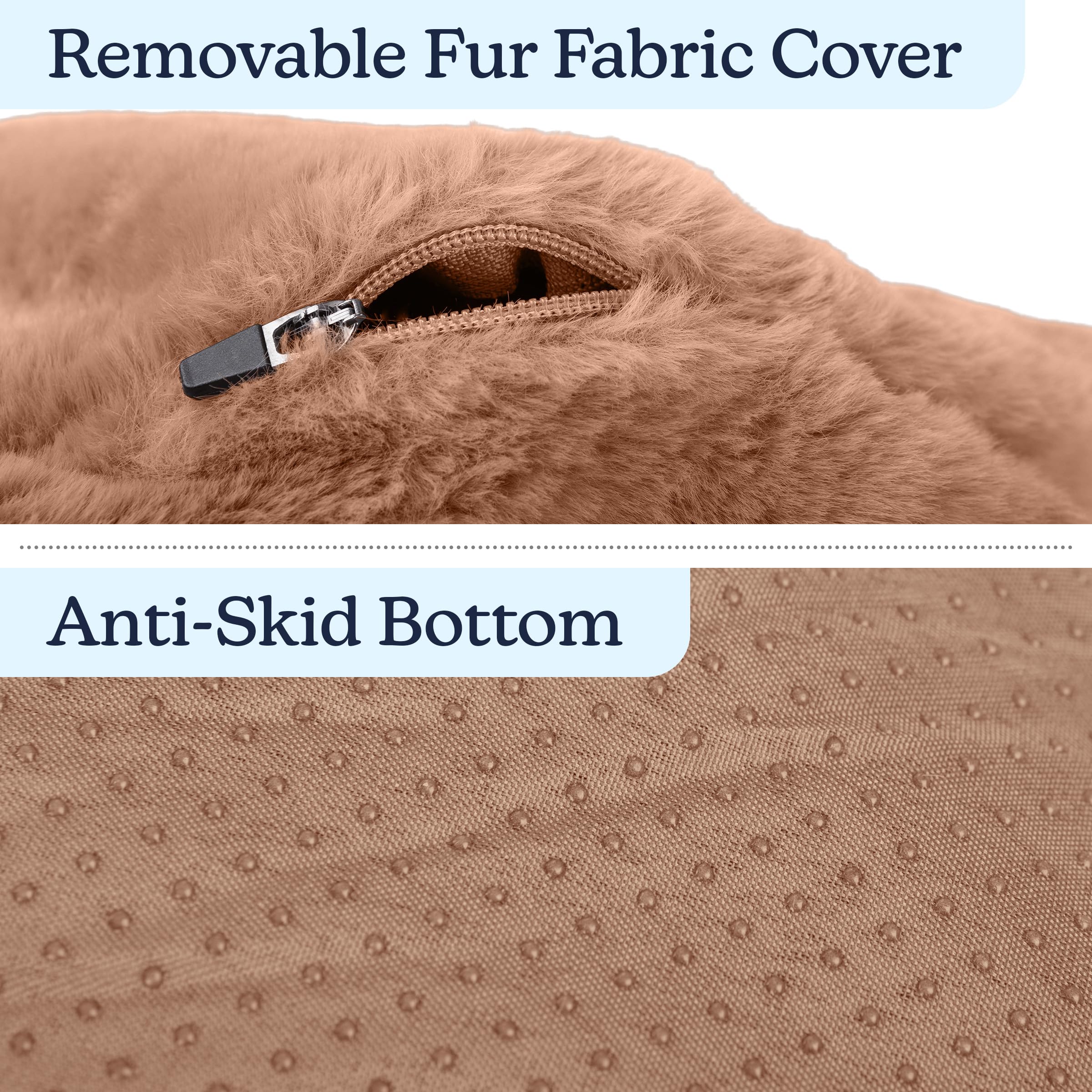 PETMAKER Donut Dog Bed for Small Dogs & Cats - Washable Removable Cover & Anti-Slip Bottom - Cozy Pet Bed for Puppies & Kittens - Perfect for Home, Crate & Travel (Beige)