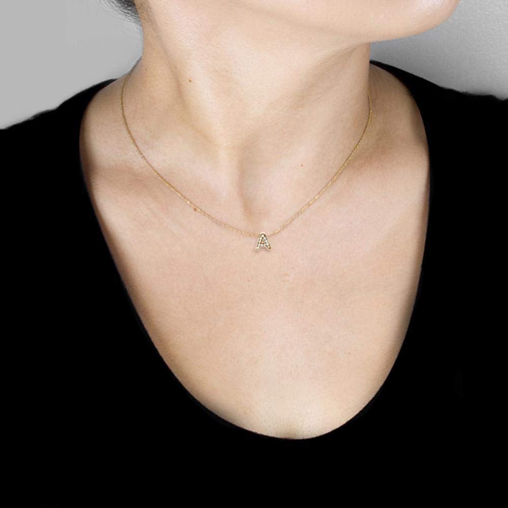 Kobelli Small A-Z Letter Diamond Pendant in 14K Yellow Gold - Personalized Initial Necklace for Women, Perfect Gift for Birthday, Anniversary & Valentine's Day