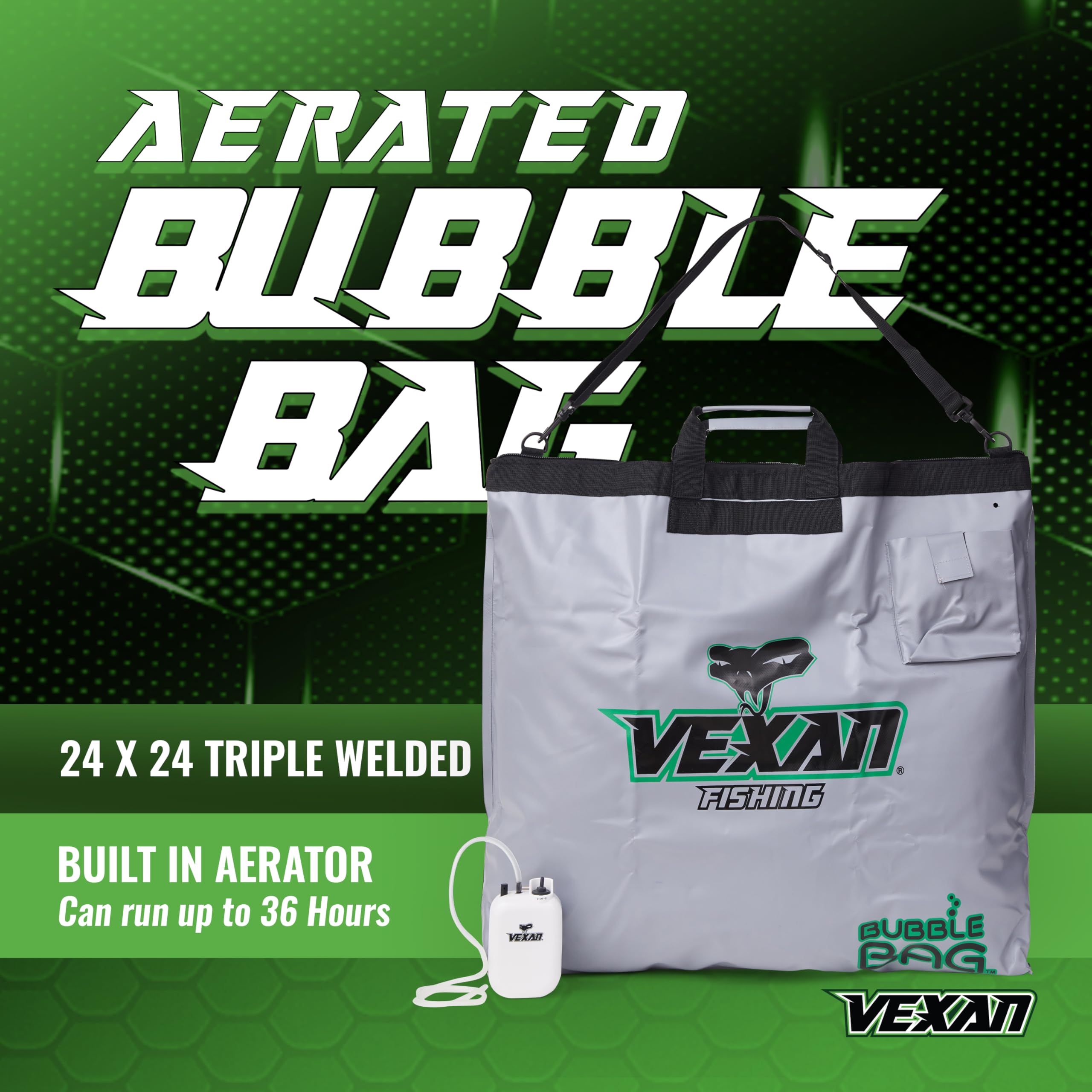 Vexan Aerated Fishing Bag - Heavy Duty Zipper for Tournament Weigh-in | Keep Fish Alive Longer