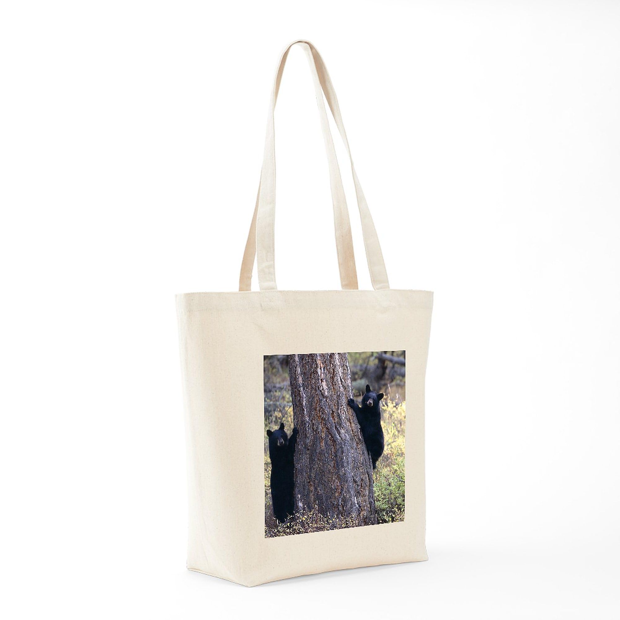 Black Bear Cubs Tote Bag - Natural Canvas Reusable Shopping Bag for Groceries, Beach & Everyday Use | Eco-Friendly Cotton Carryall