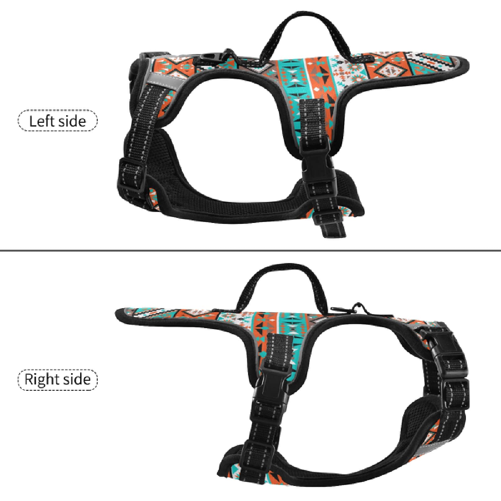 Aztec Geometric Dog Harness - No Pull Reflective Pet Vest with Nylon Handle for Small & Medium Dogs | Breathable & Durable for Walking, Hiking & Outdoor Adventures