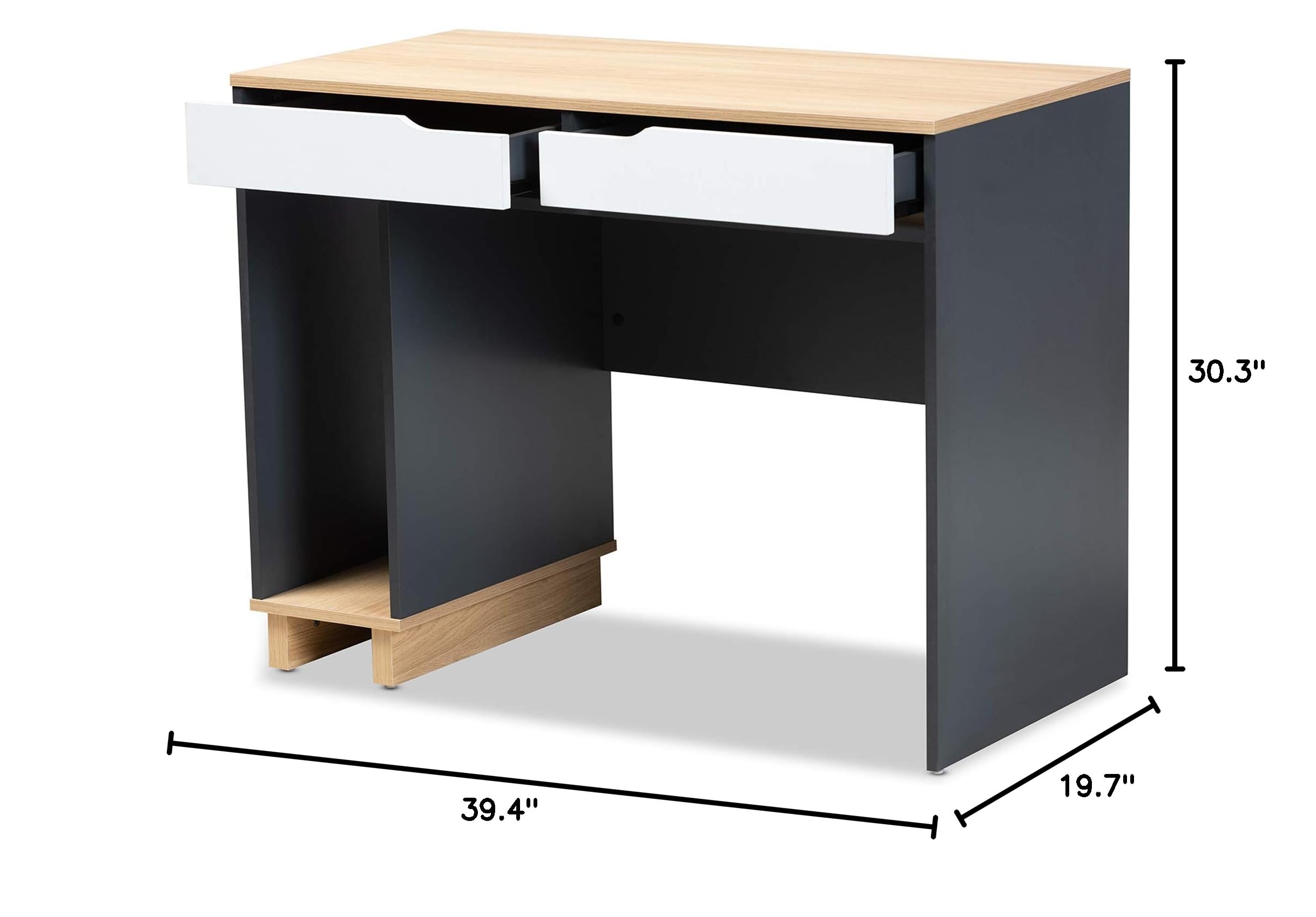Baxton Studio Desk - Grey Oak White for Home Office