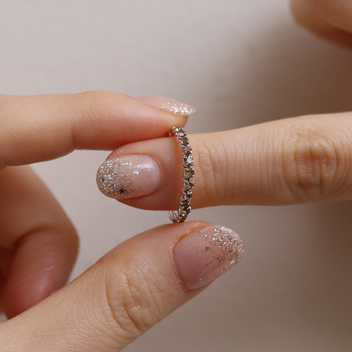 Stretchable Tennis Chain Ring for Women - Adjustable Gold Plated Fashion Jewelry - Perfect for Parties, Weddings & Everyday Wear