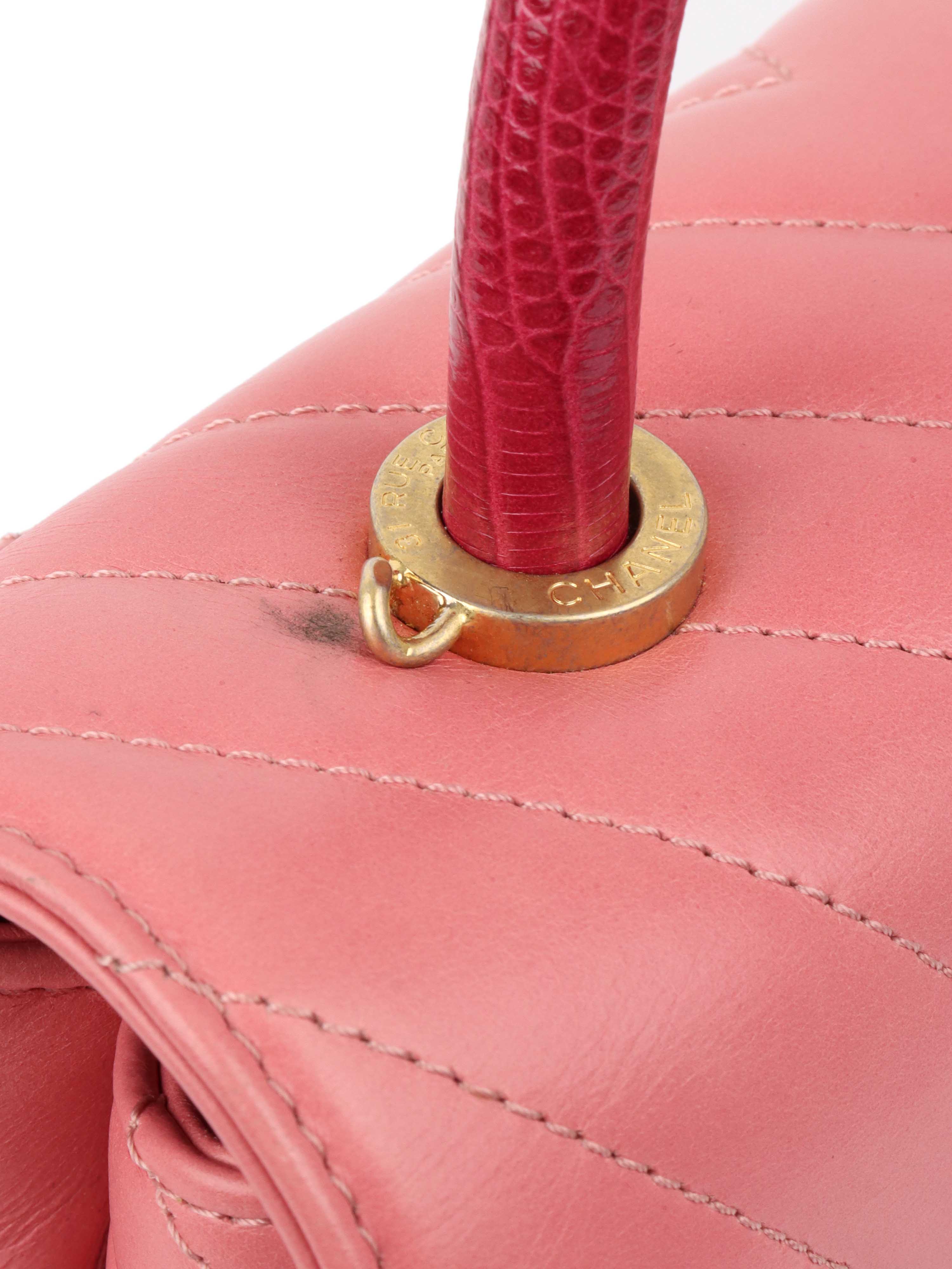 Chanel Small Pink Chevron Coco Handle Bag - Luxury Designer Crossbody Purse for Women, Perfect for Parties, Dating & Special Occasions