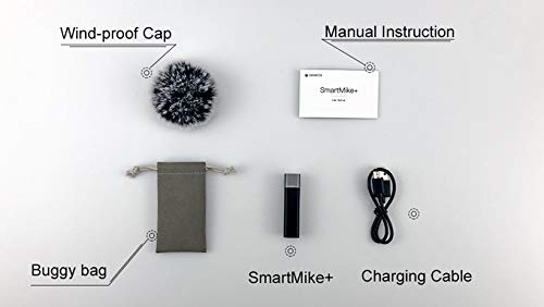 SabineTek SmartMike+ Wireless Bluetooth Microphone - Rechargeable Noise Cancelling Mic for GoPro, Canon Camera, iPhone & Android - Hands-Free Vlogging, YouTube Videos, Live Streaming & Interviews (White)