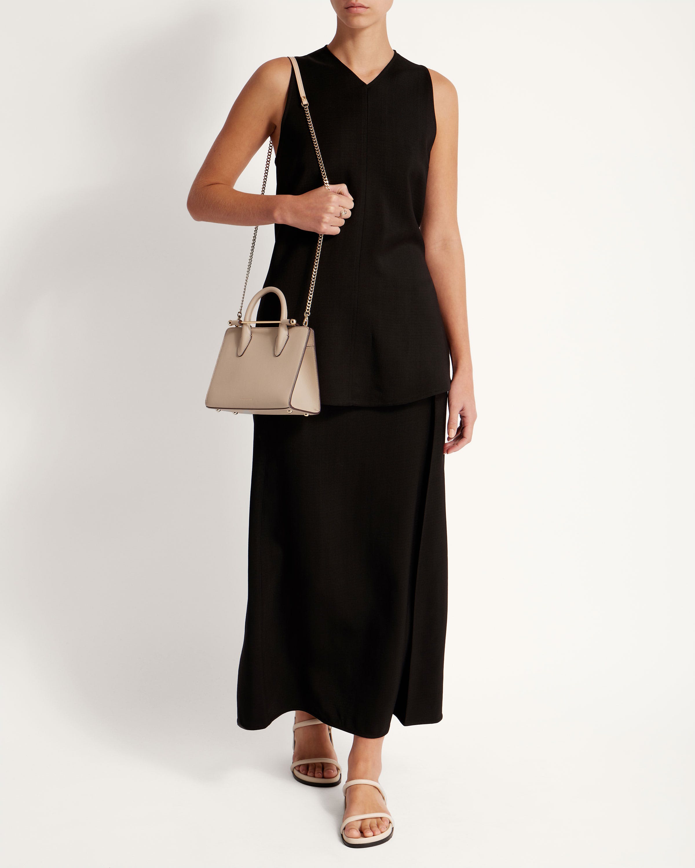 Strathberry Mini Tote Bag in Oat - Premium Leather Crossbody Purse for Women | Perfect for Work, Travel & Everyday Use